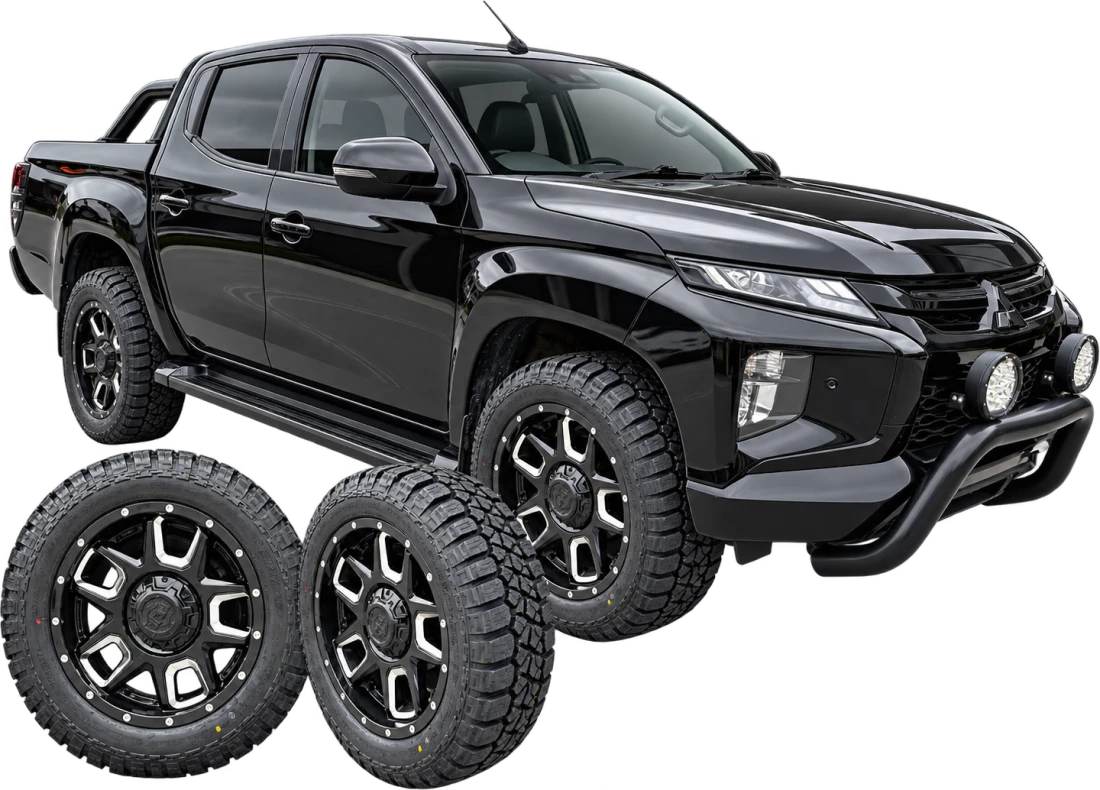 Double cab ute on mud terrain tyres